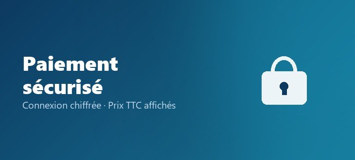 Paiement sécurisé, prix TTC affichés